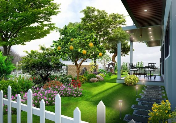 Thiết kế sân vườn trước nhà đơn giản
